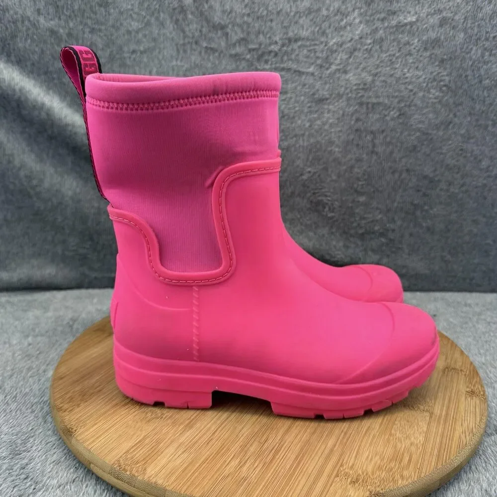 UGG Rain Boots Girls Size 3 Pink Rubber Waterproof Pull On Ankle FW1022L